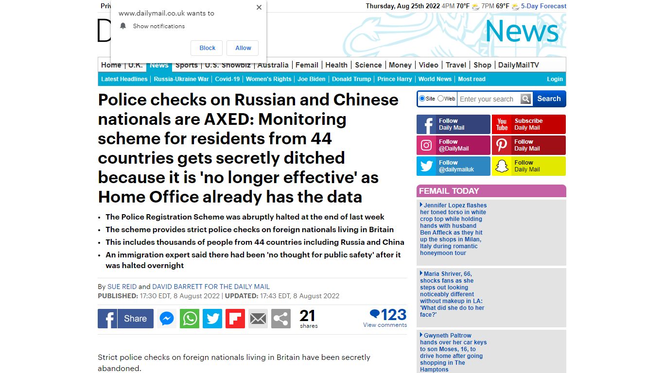 Police checks monitoring scheme for residents from 44 countries ...